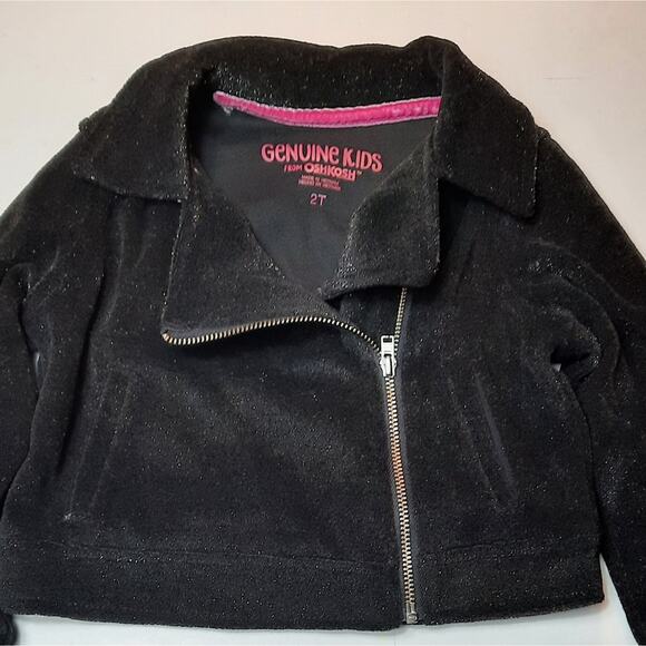 Genuine Kids From Oshkosh Girl's Jacket Black Glitter Zip Front Size 2T - Picture 6 of 6
